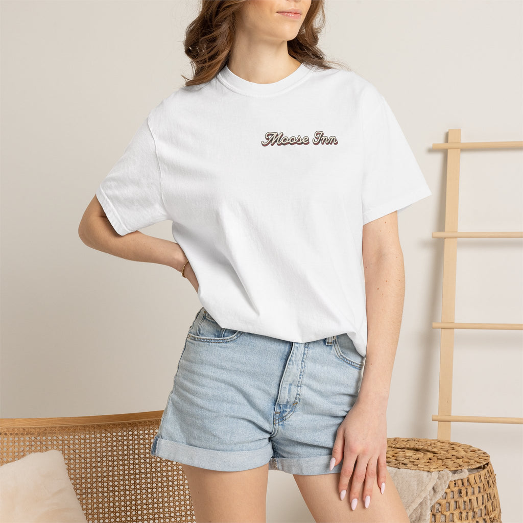 Moose Inn Welcome T-Shirt — Retro Dachshund Cabin Tee